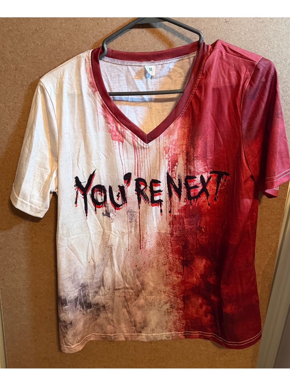 Medium Halloween “Your Next” Bloody Horror Graphic V-neck T-shirt